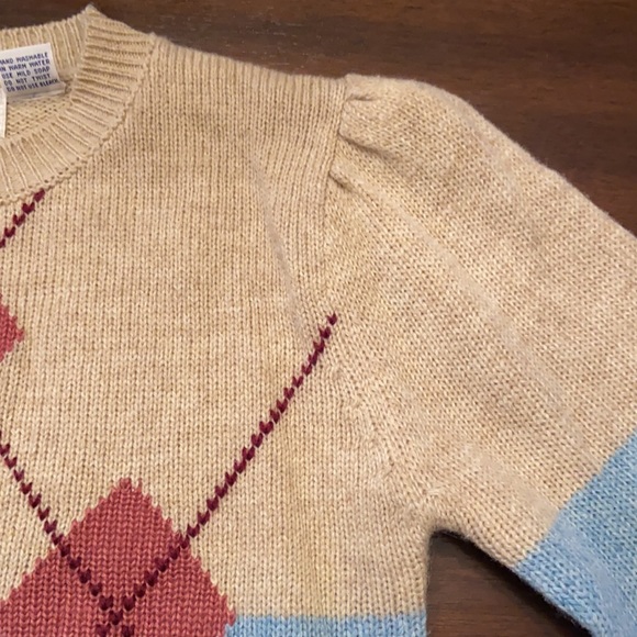 Super cute mint vintage condition Argyle sweater with Princess Sleeves S - Picture 7 of 8